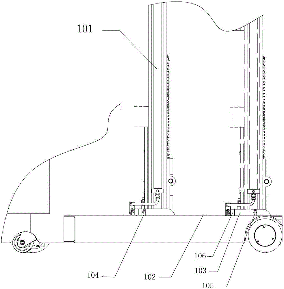 Reach type safety buffer fork lift truck easy for replacement of oil tank