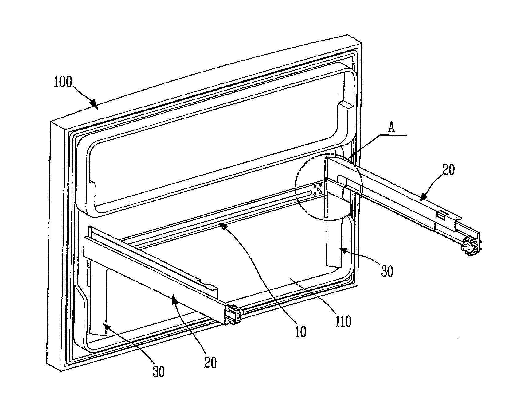 Guide rail attaching structure for sliding door and refrigerator having the same