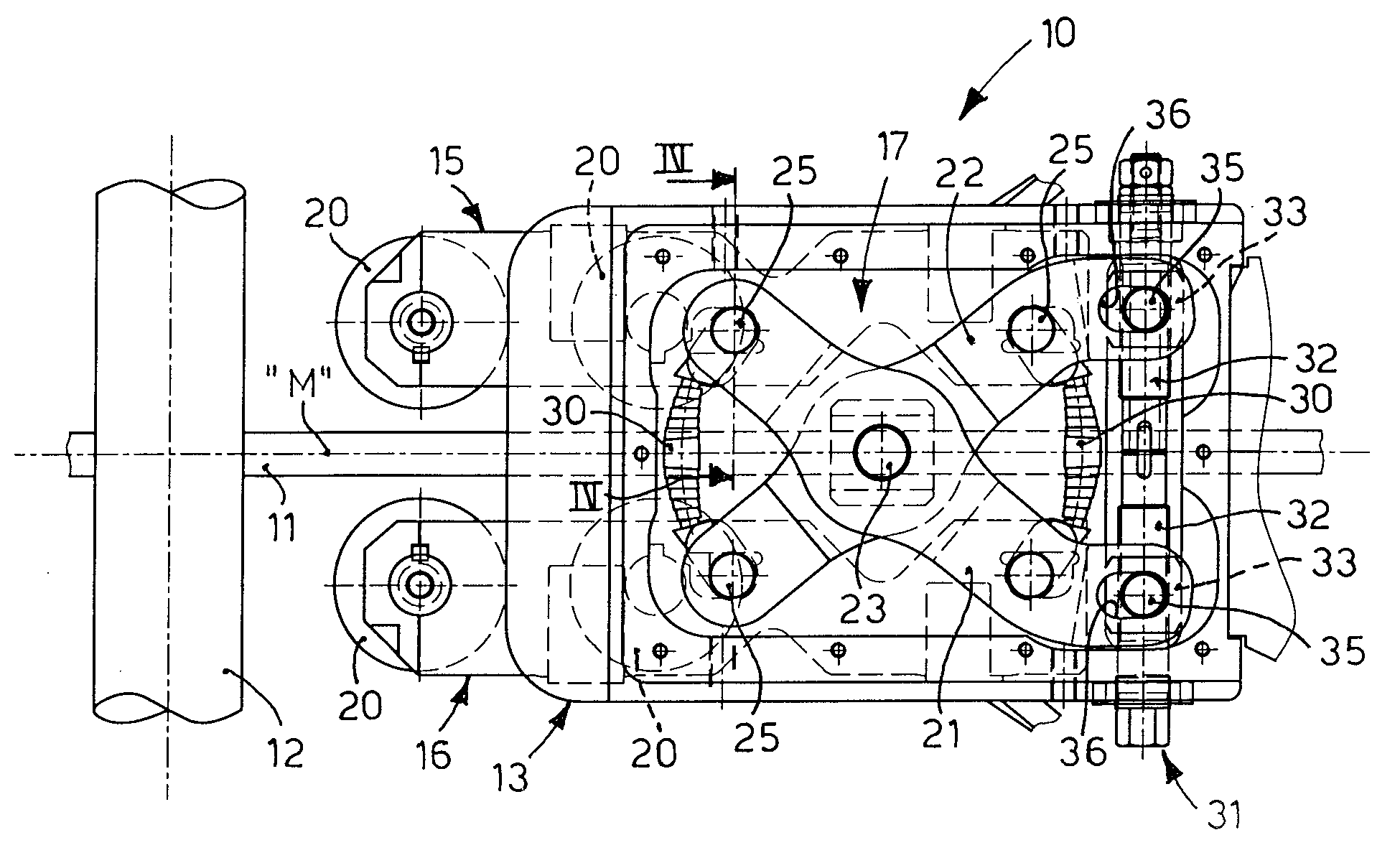 Adjustment device for guide rollers and relative adjustment method