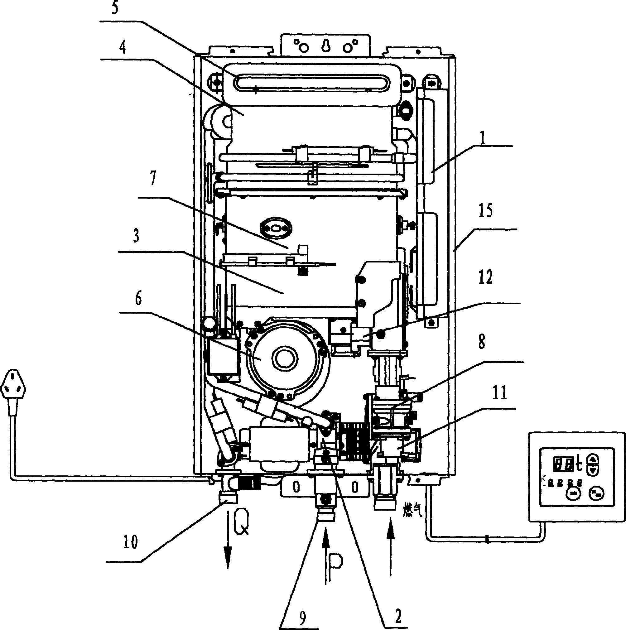 Domestic gas instantaneous water heater capable of realizing gas-air proportional control