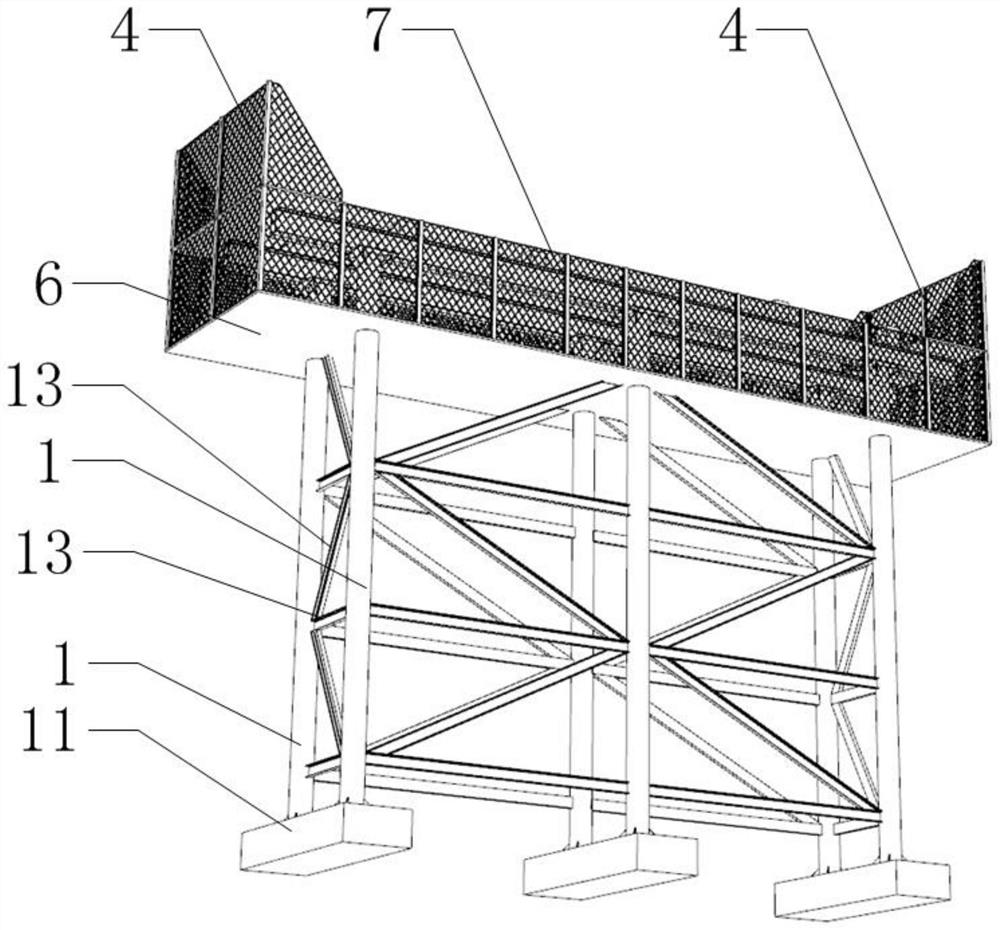 Safety operation platform for steel box girder temporary support construction