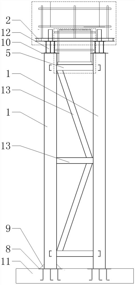 Safety operation platform for steel box girder temporary support construction