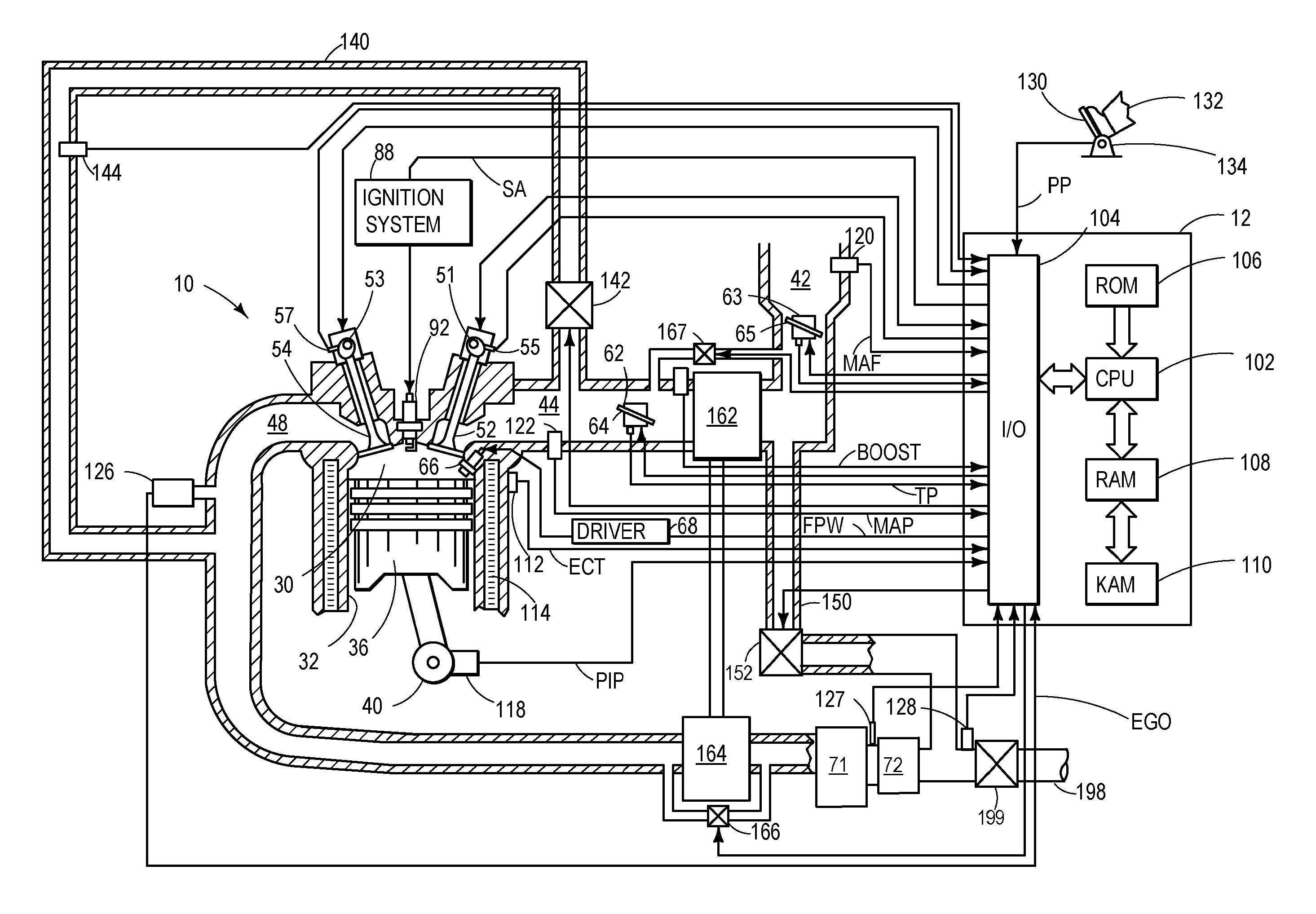 Control of exhaust flow in an engine including a particulate filter