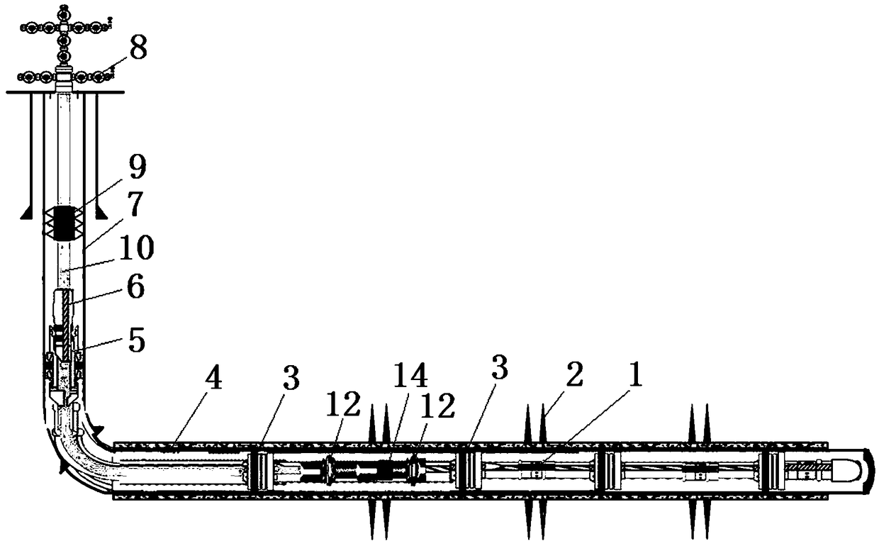 Horizontal well repeated fracturing device and method based on open-hole preset tubular column well completion