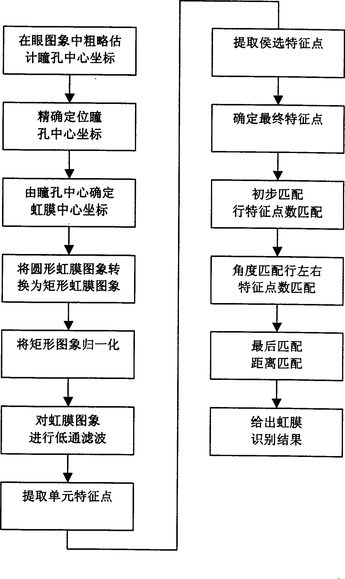 Human iris identifying method