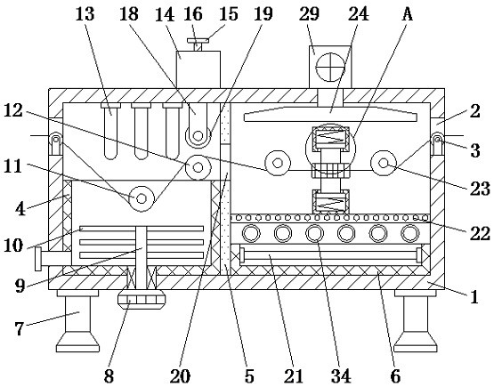 Drying and disinfecting device for textile production