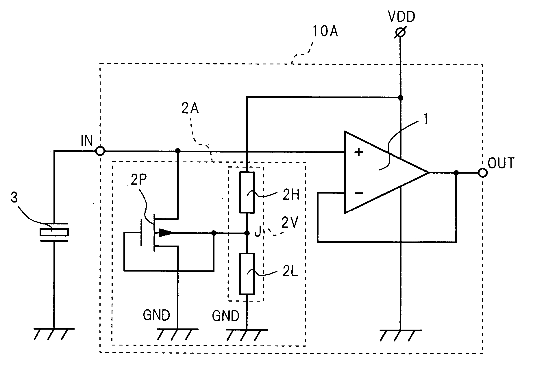 Amplification device with a bias circuit