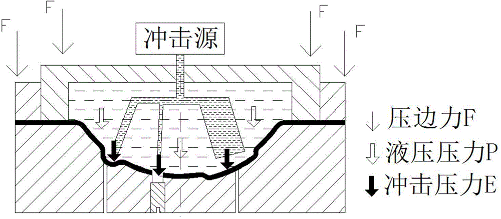 Shock hydraulic composite forming process for small feature part of complex part