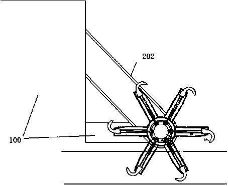 Forage tedding device provided with separated hooks and driven by belt