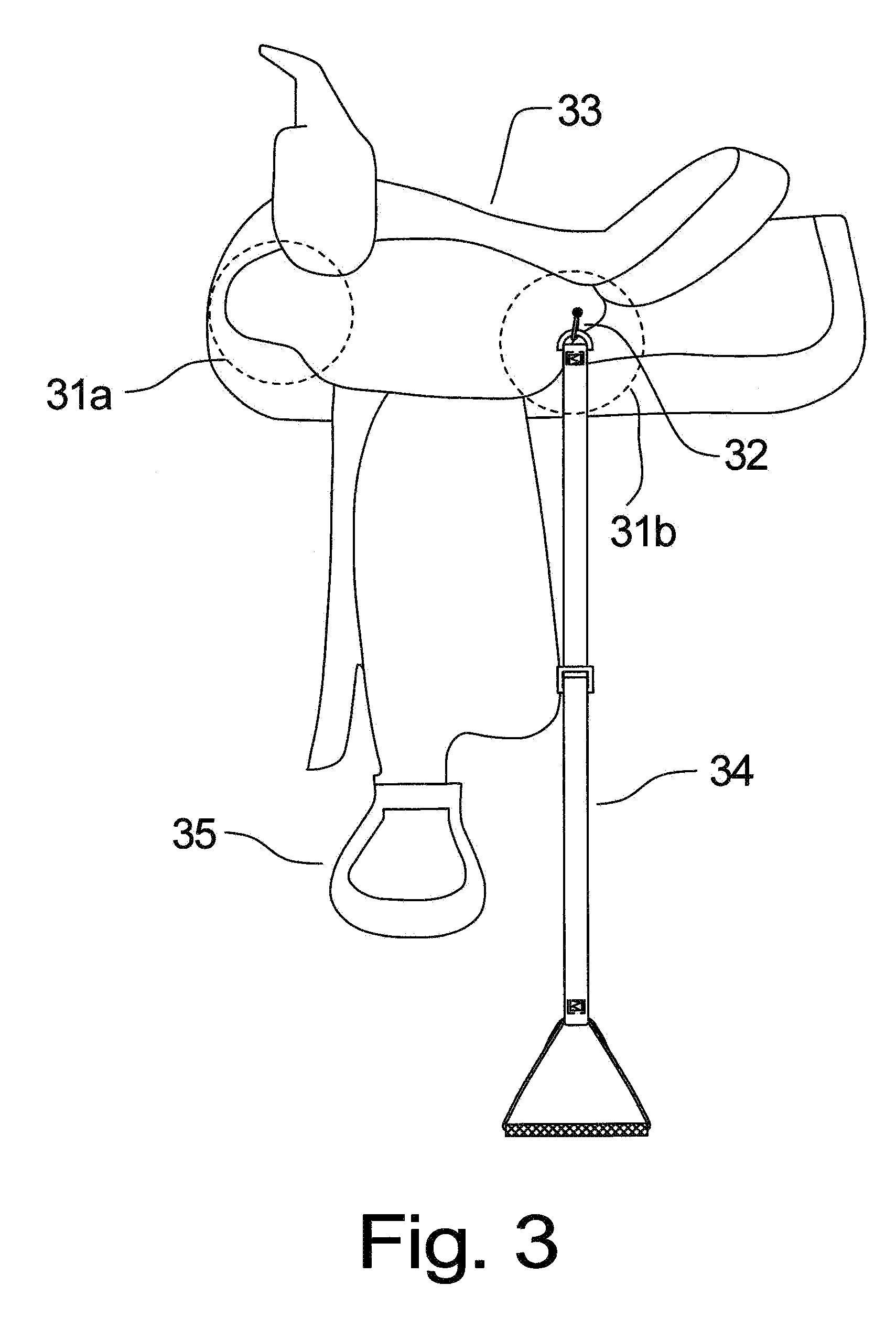 Retractable stirrup designed for compact storage