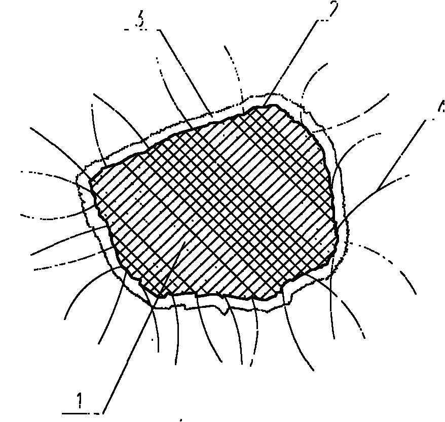 Stone aggregate wrapped by microfine fibre polymer mortar thin layer and preparation method thereof