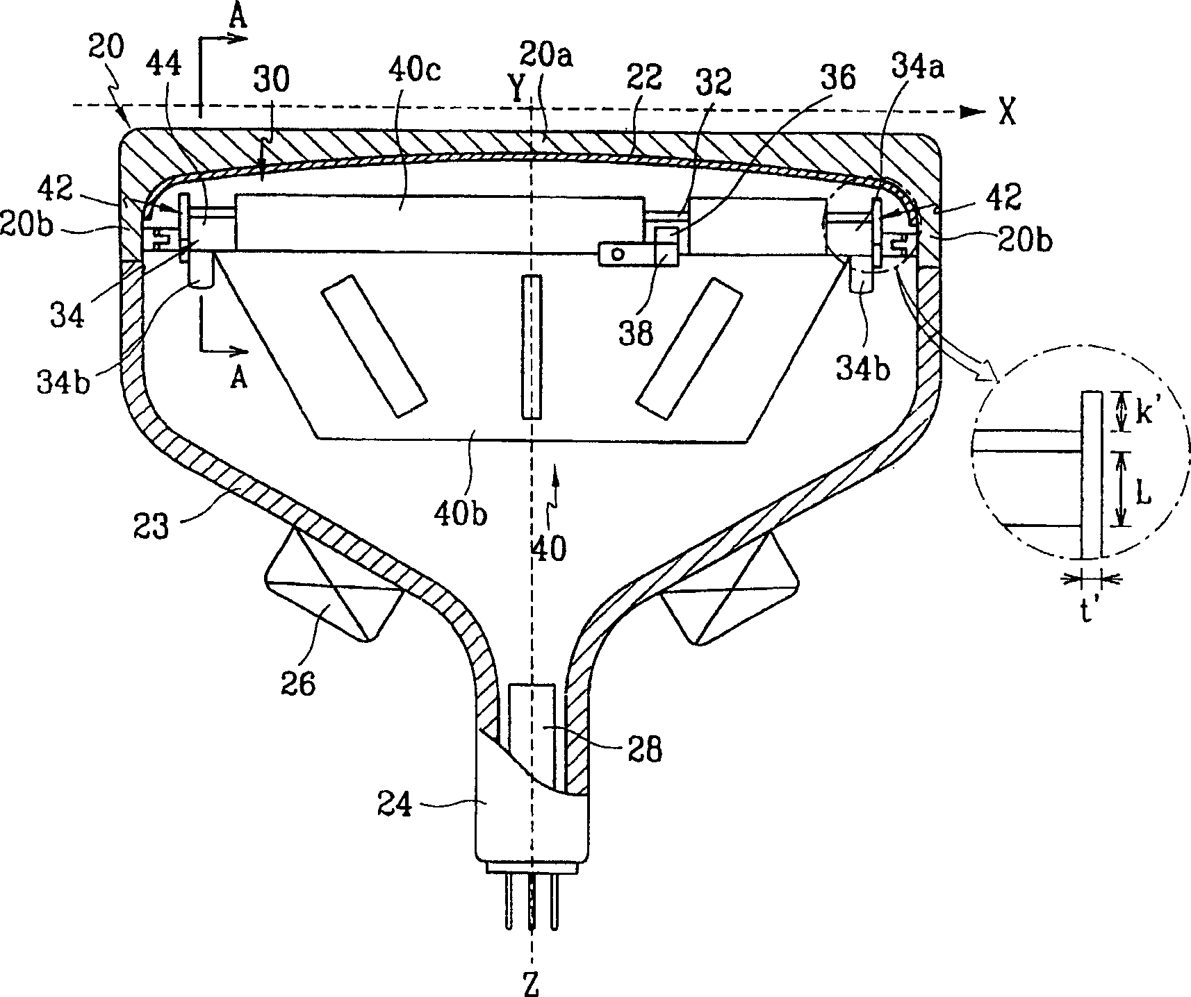 CRT with structure for preventing electron beam from miscontacting of screen caused by geomagnetism