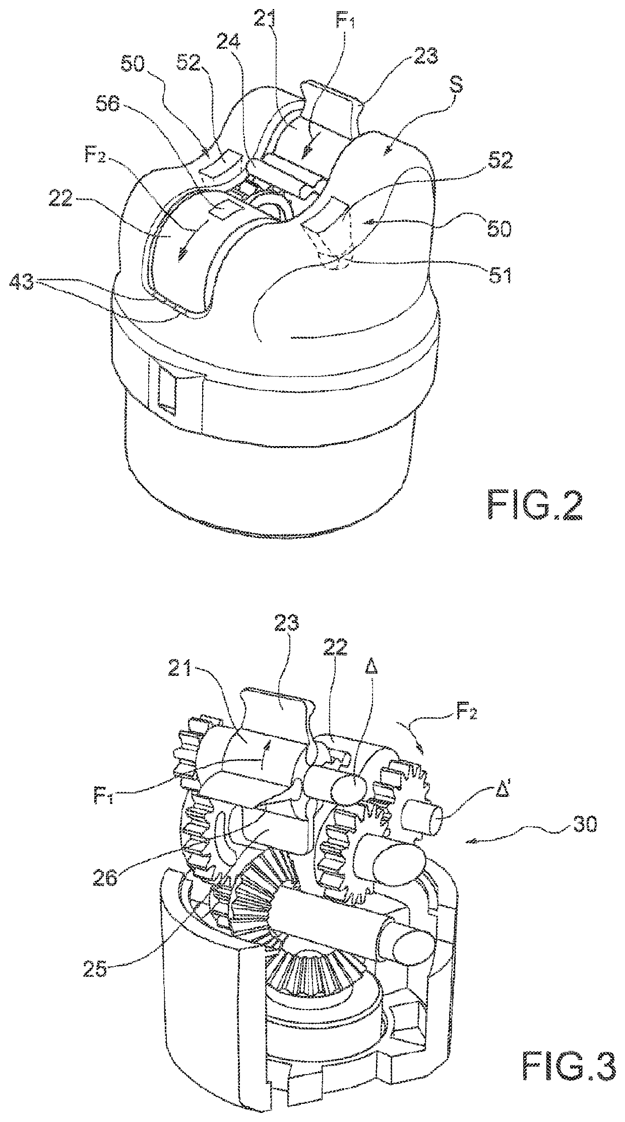 Massage device with massage head provided with a paddle roller and a smooth roller