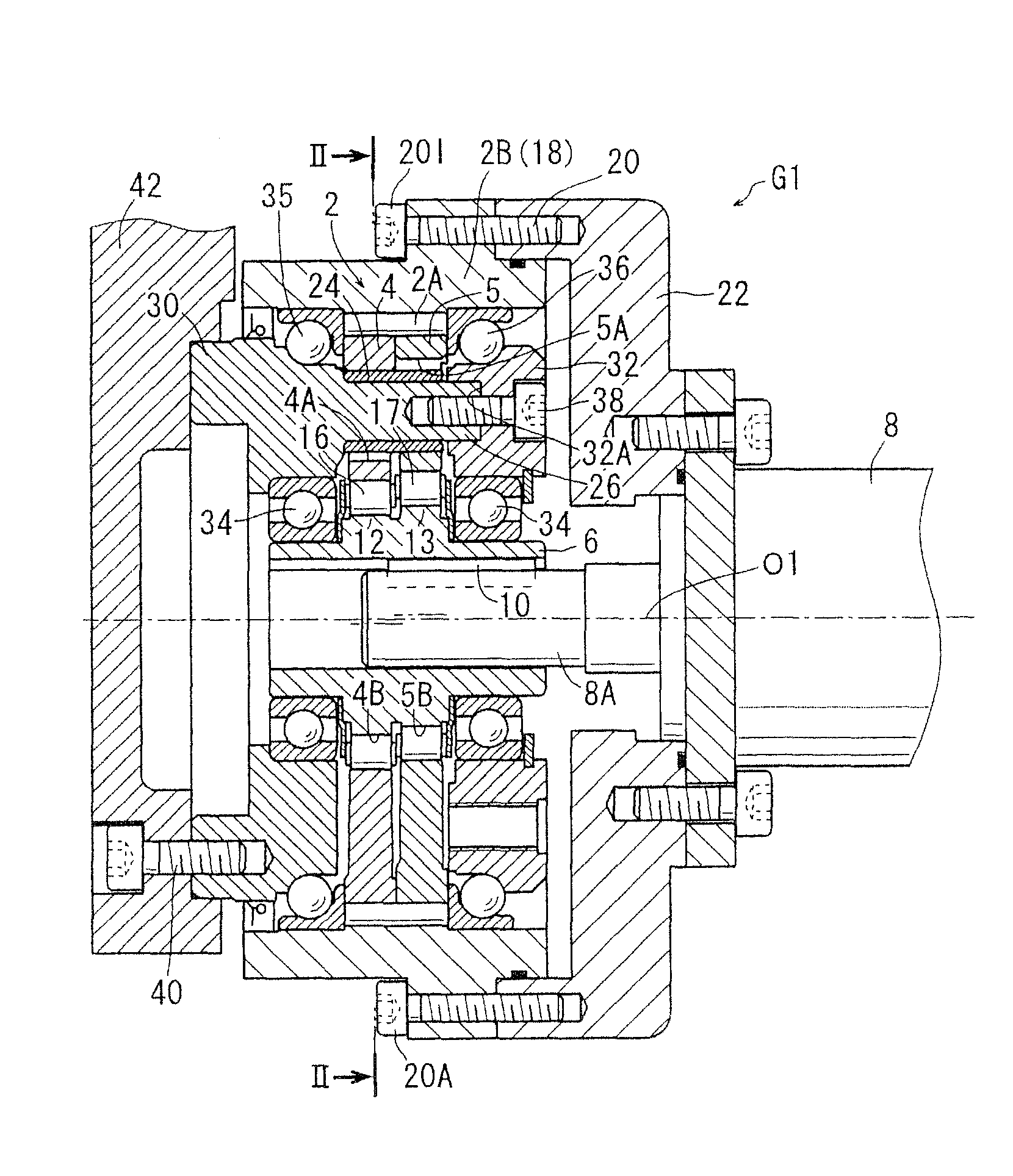 Speed reducer incorporating portion structure, incorporating method, and eccentric oscillating type speed reducer