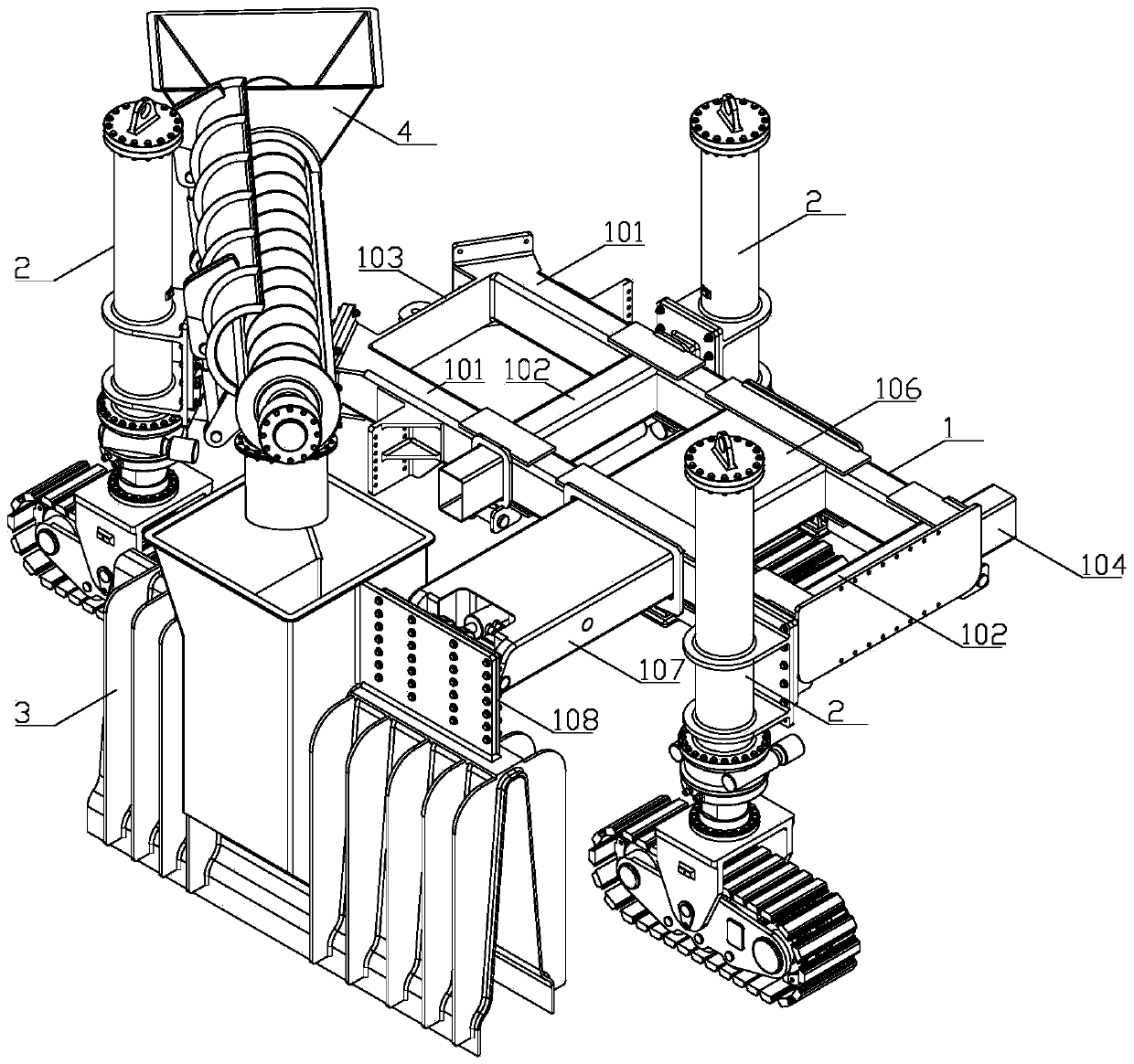 T-shaped three-crawler-belt slipform paver