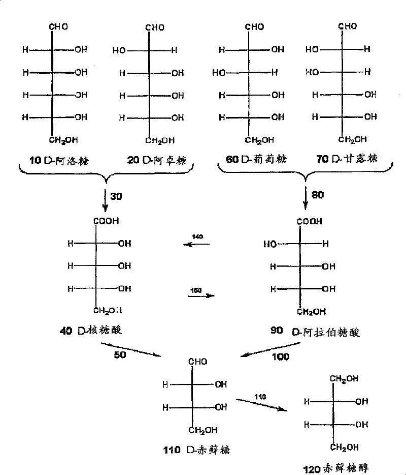 Methods for the electrolytic production of erythrose or erythritol