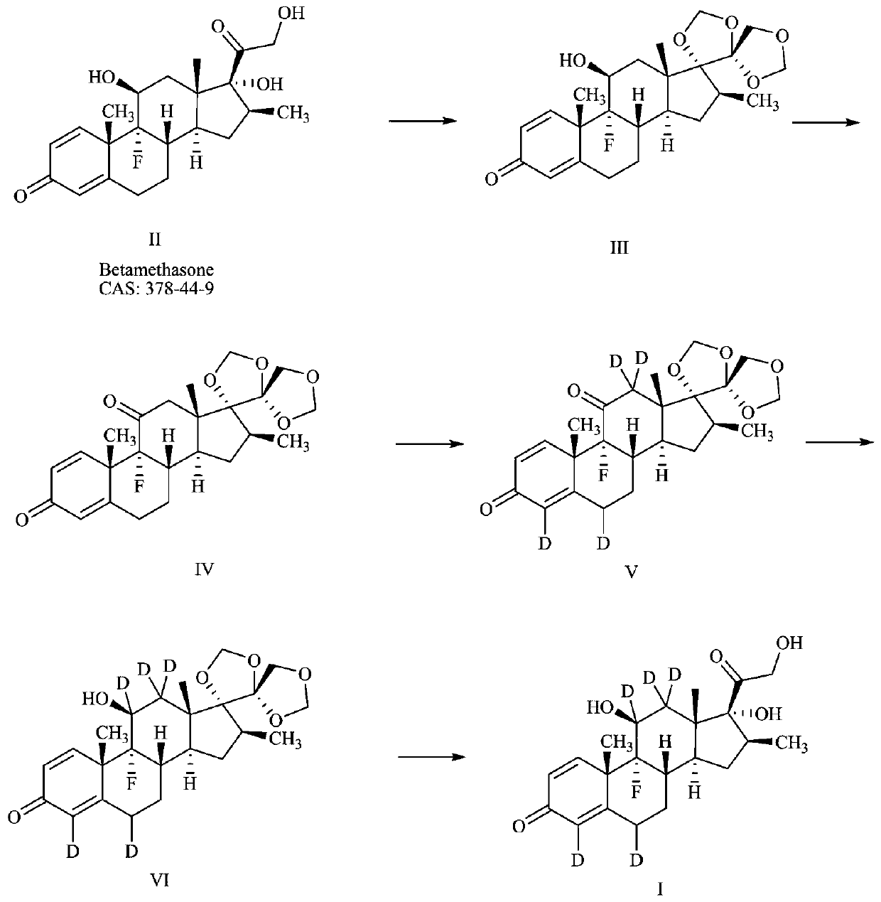 A kind of preparation method of deuterium-labeled betamethasone