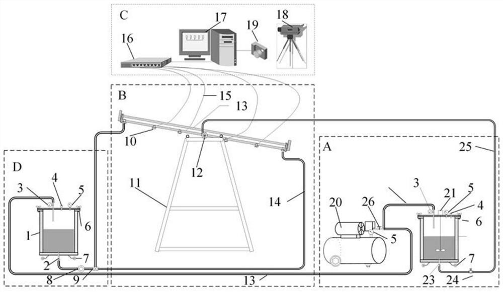 Visual crack grouting test device and method for simulating multiple main control variables