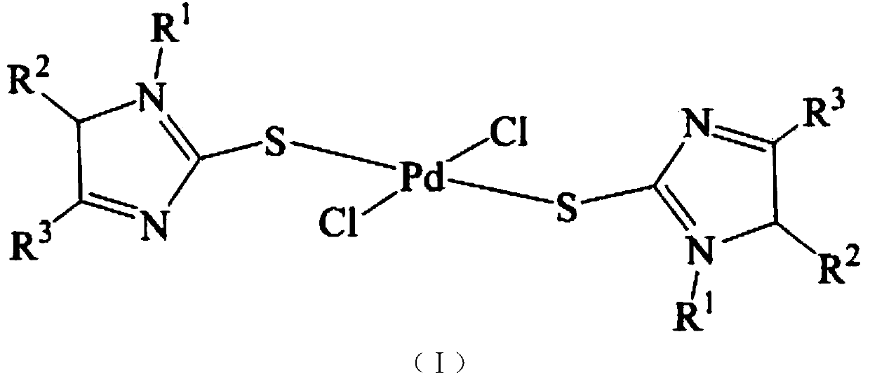 A kind of palladium catalyst complexed with sulfide ionic liquid and its preparation method and application