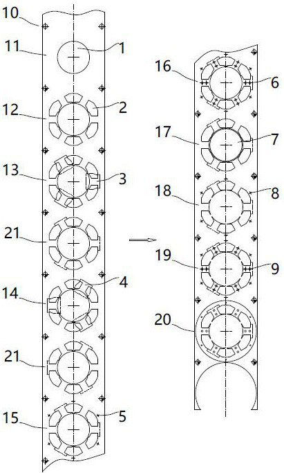 Manufacturing process of motor stator with locally separated tooth yokes