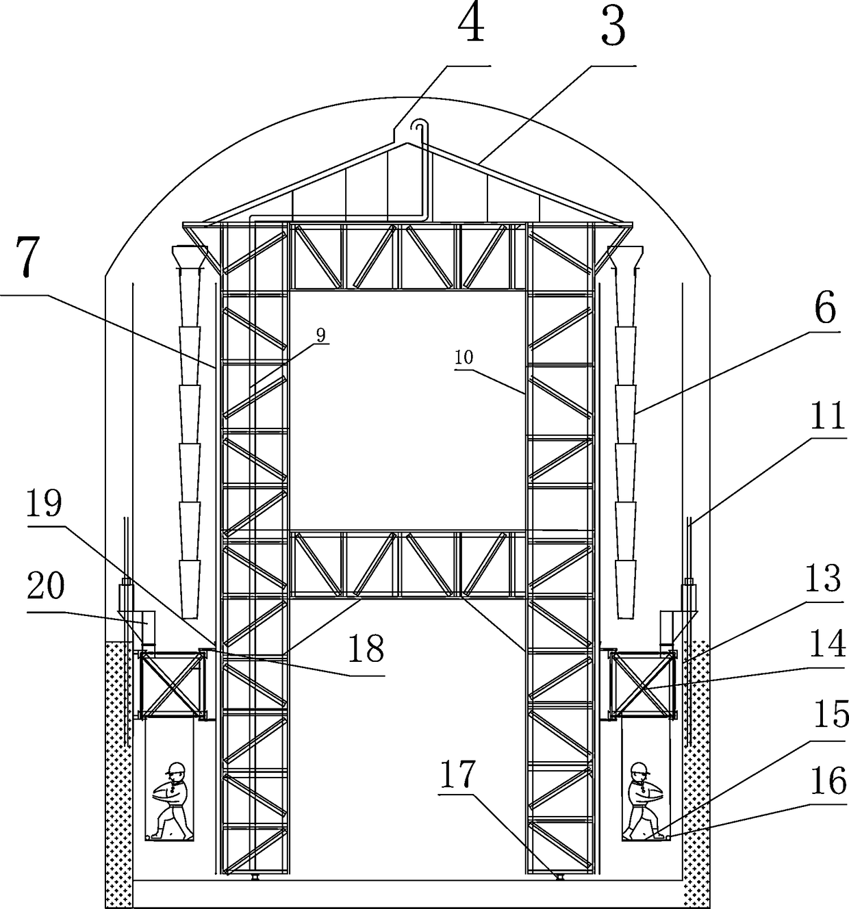 Steel mold trolley for tunnel side wall concrete lining