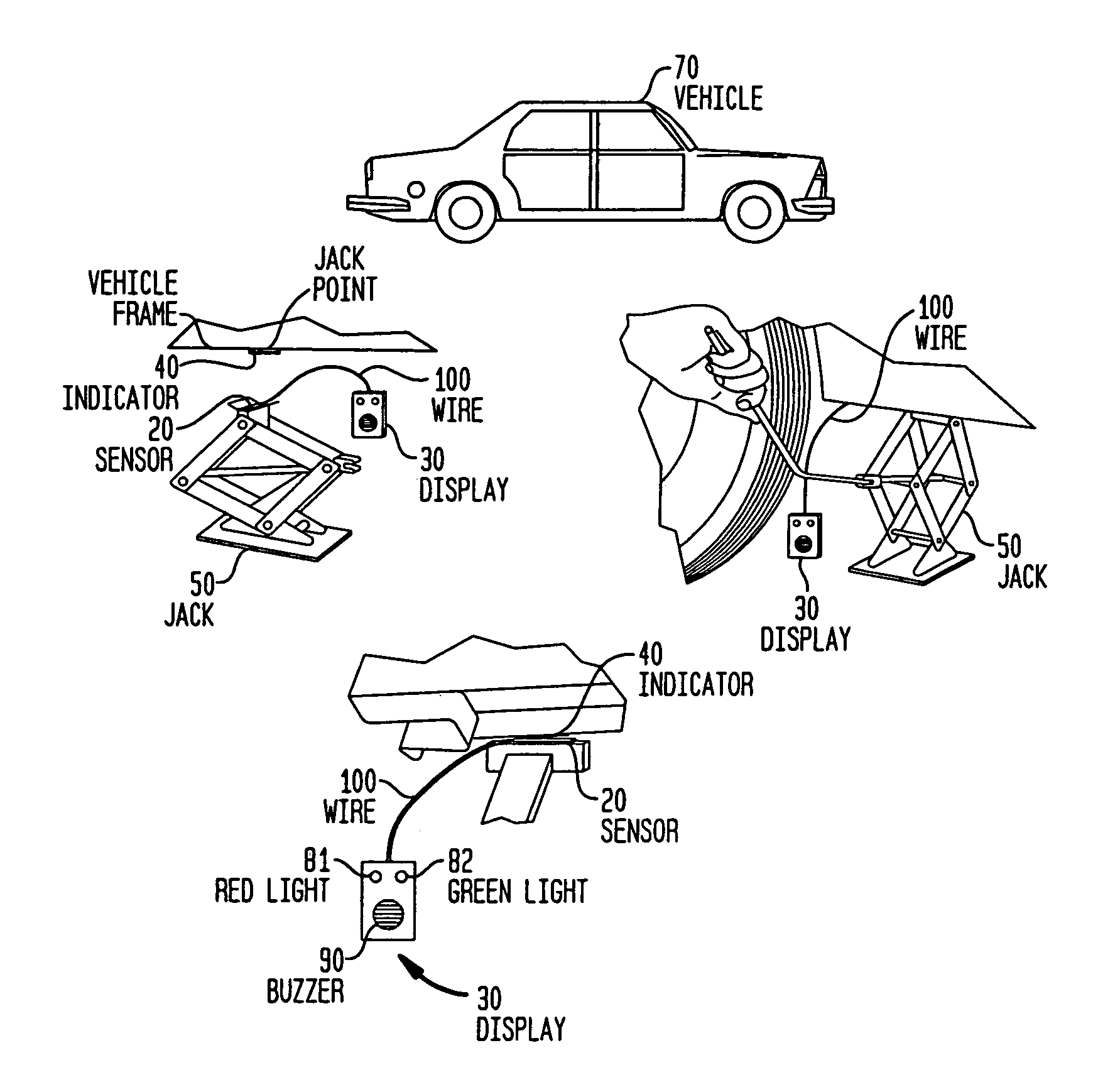 Vehicle jack positioning device and method