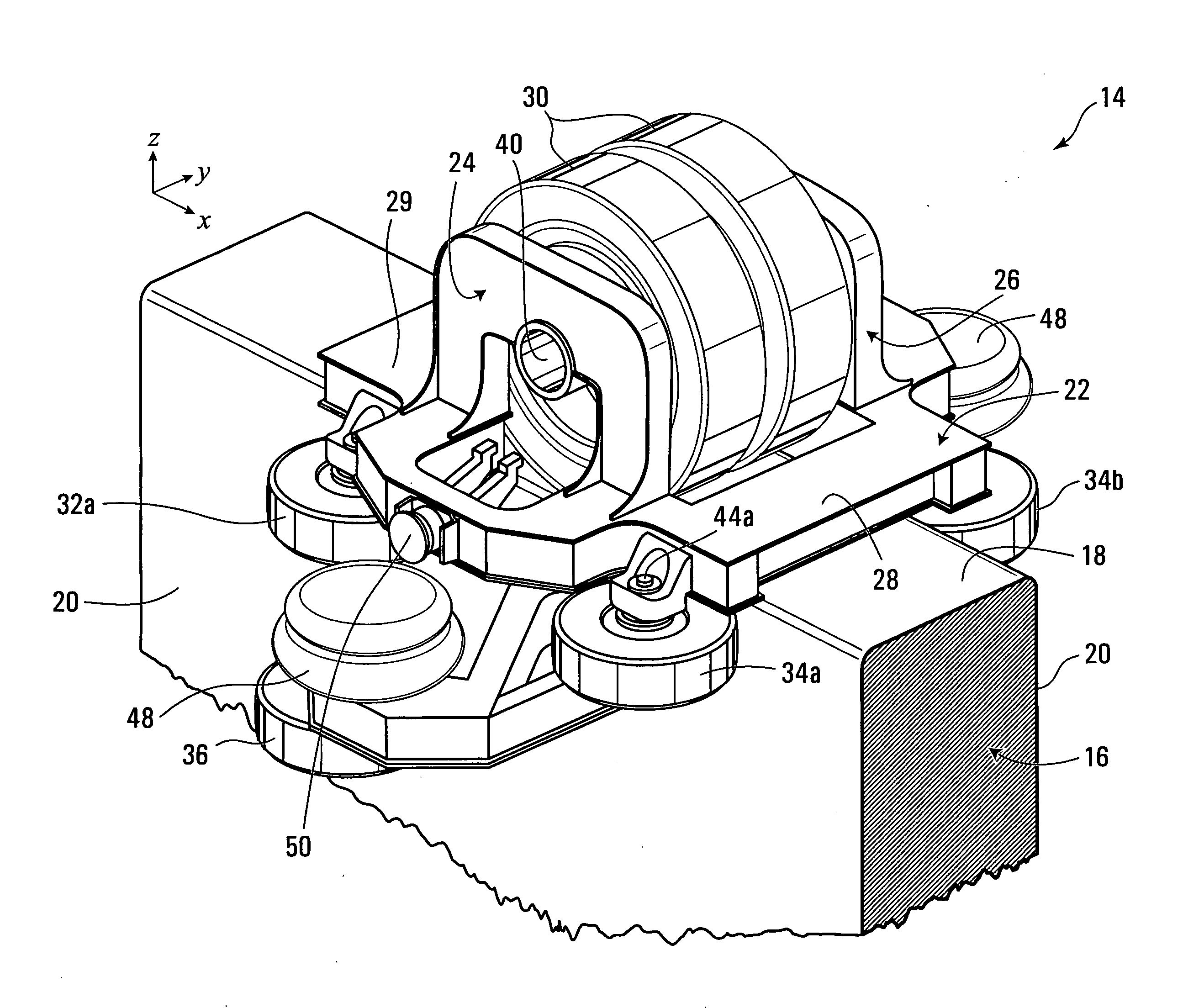 Monorail bogie having improved roll behavior