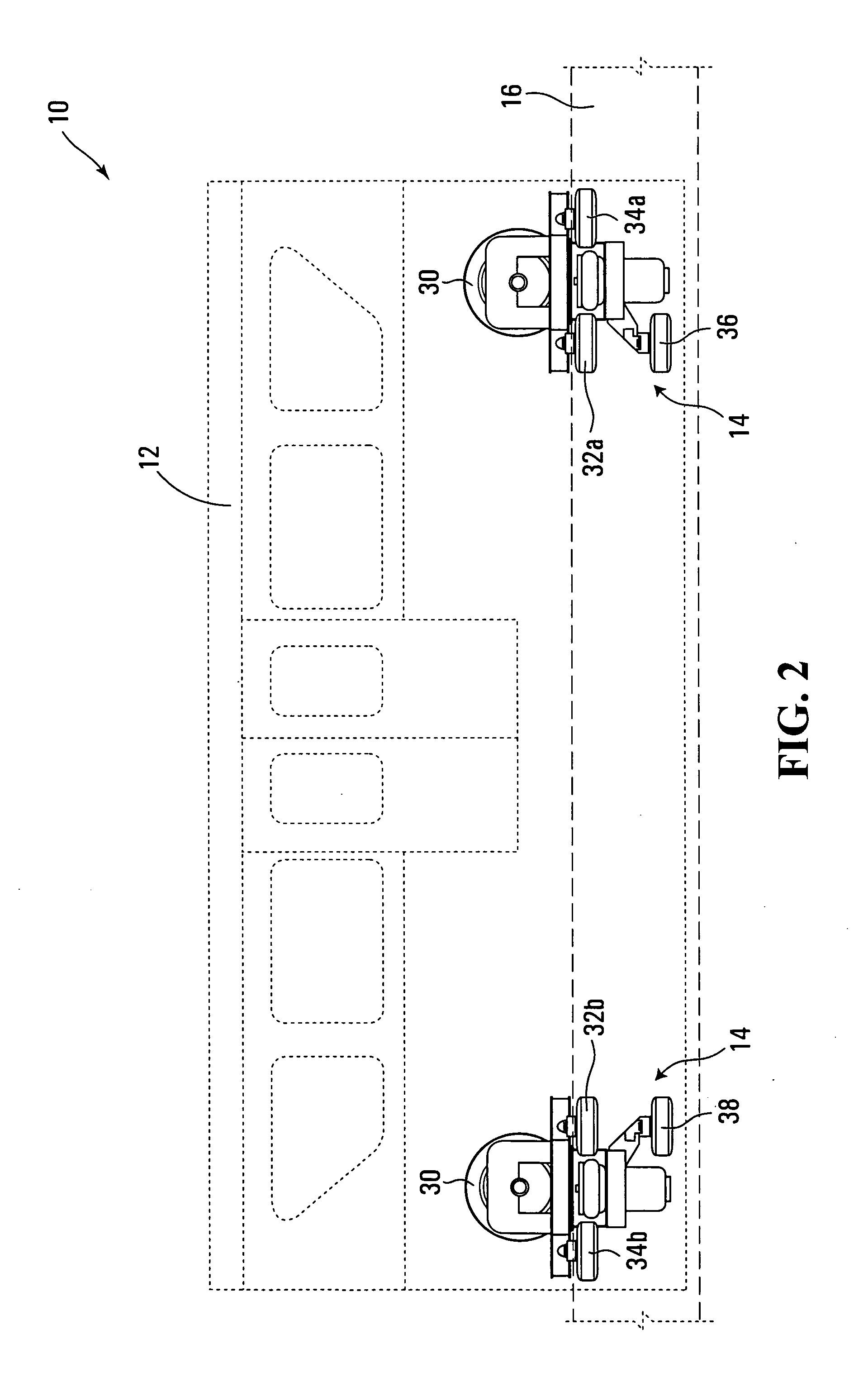 Monorail bogie having improved roll behavior