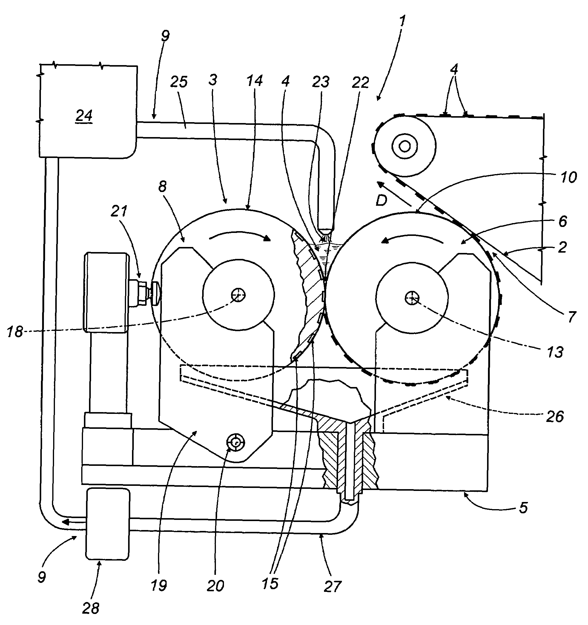 Feed unit for strip wrapping material