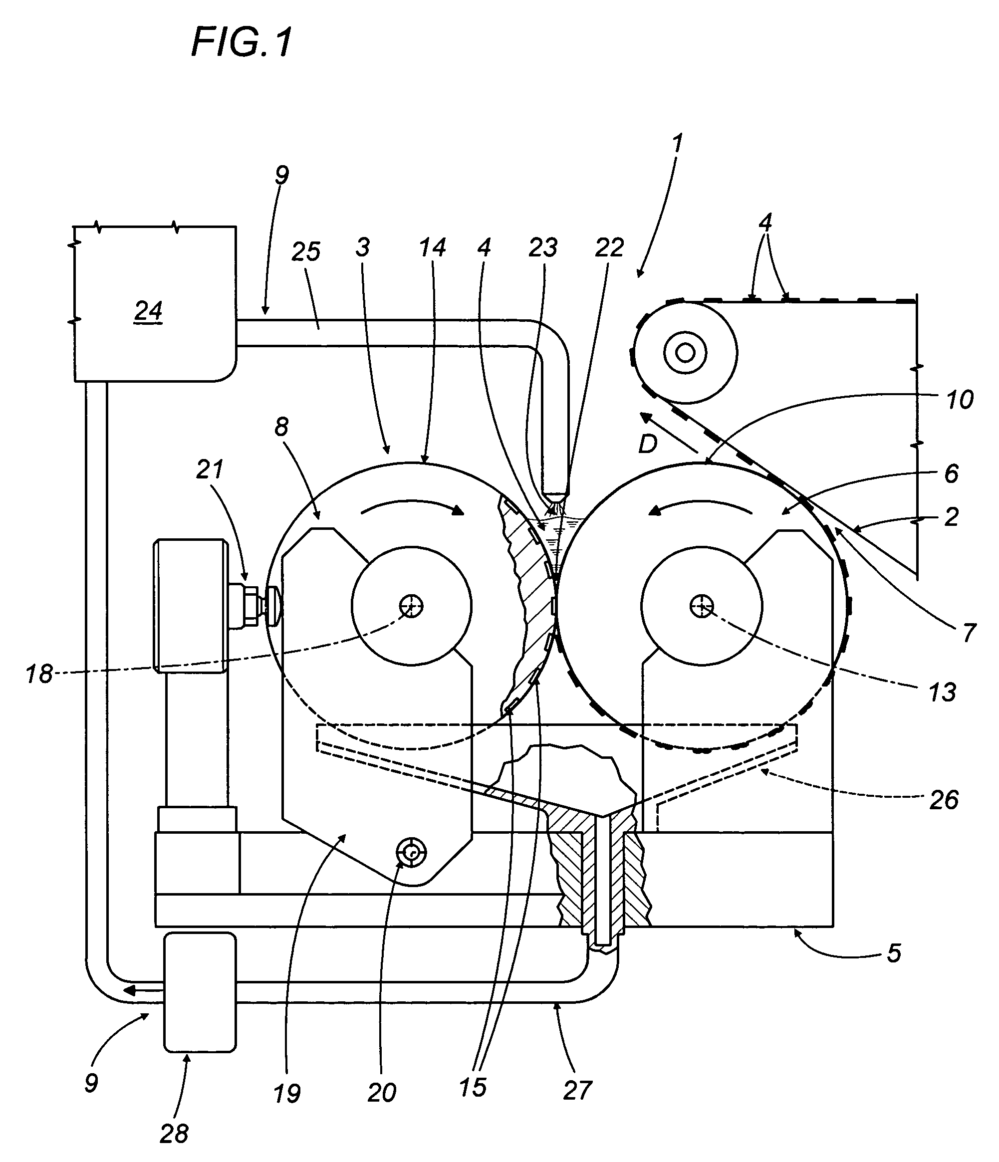 Feed unit for strip wrapping material