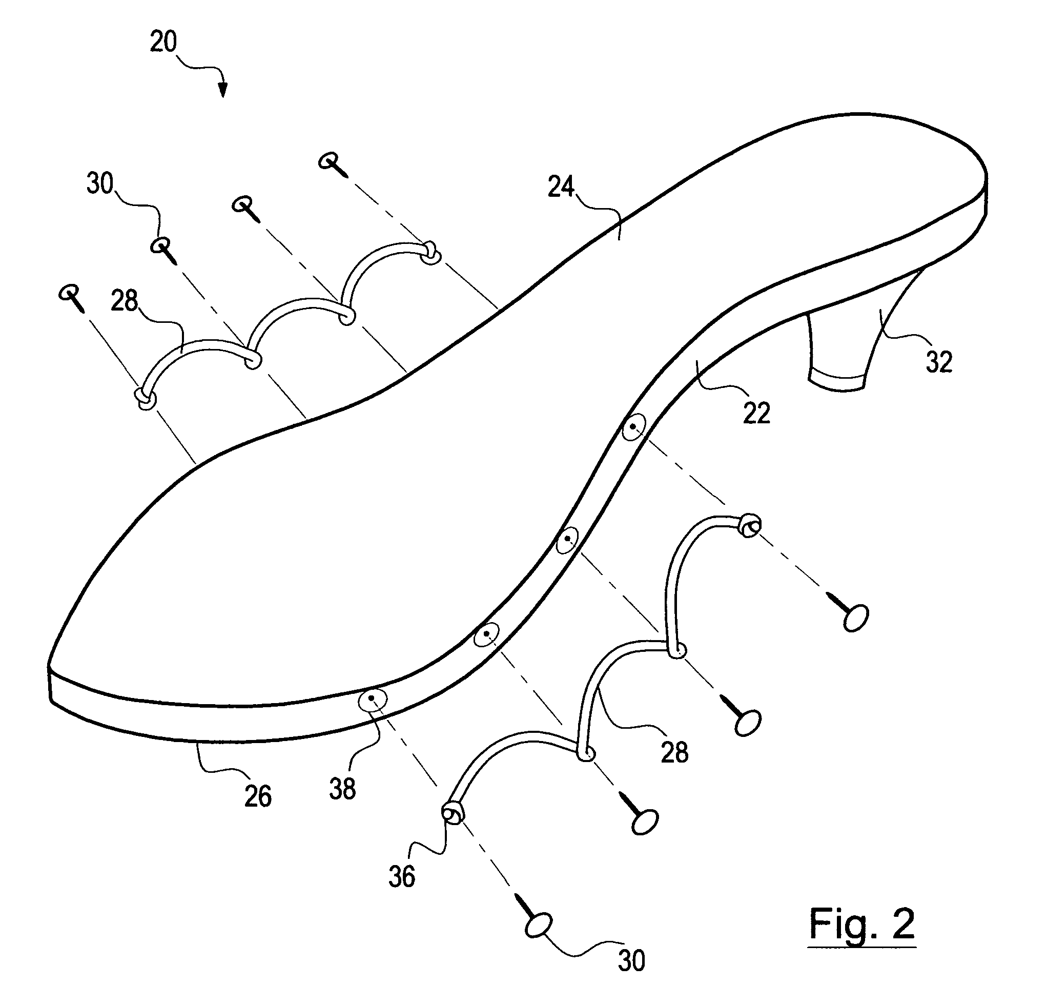 Shoe with elastic bindings to receive interchangeable straps