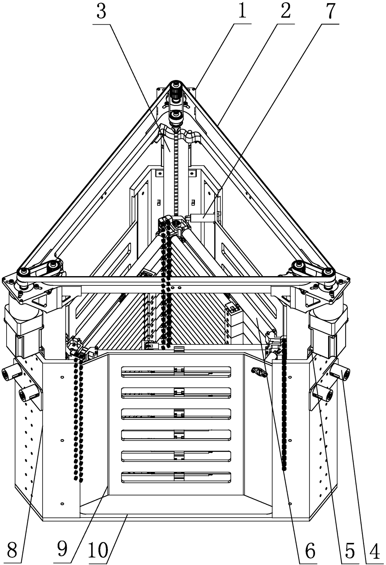 Spatial telescopic arm based on telescopic screw driving