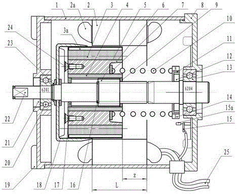 Bidirectional dual-helix permanent magnet brushless motor with torque adaptive speed change