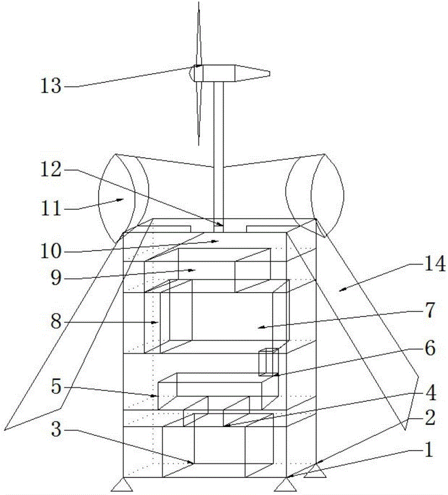 Horizontal wind-solar complementary device extracting water from air