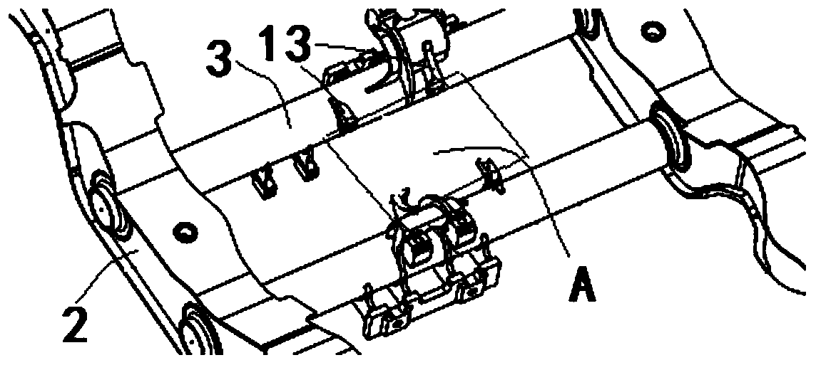 A secondary suspension device and frame