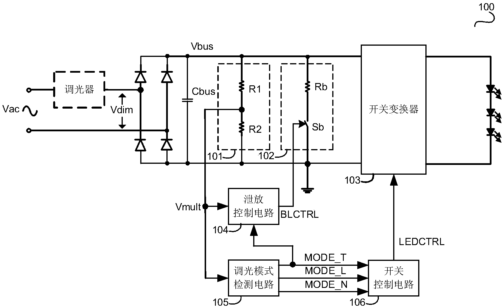 LED drive device, controller thereof and dimming mode detection method