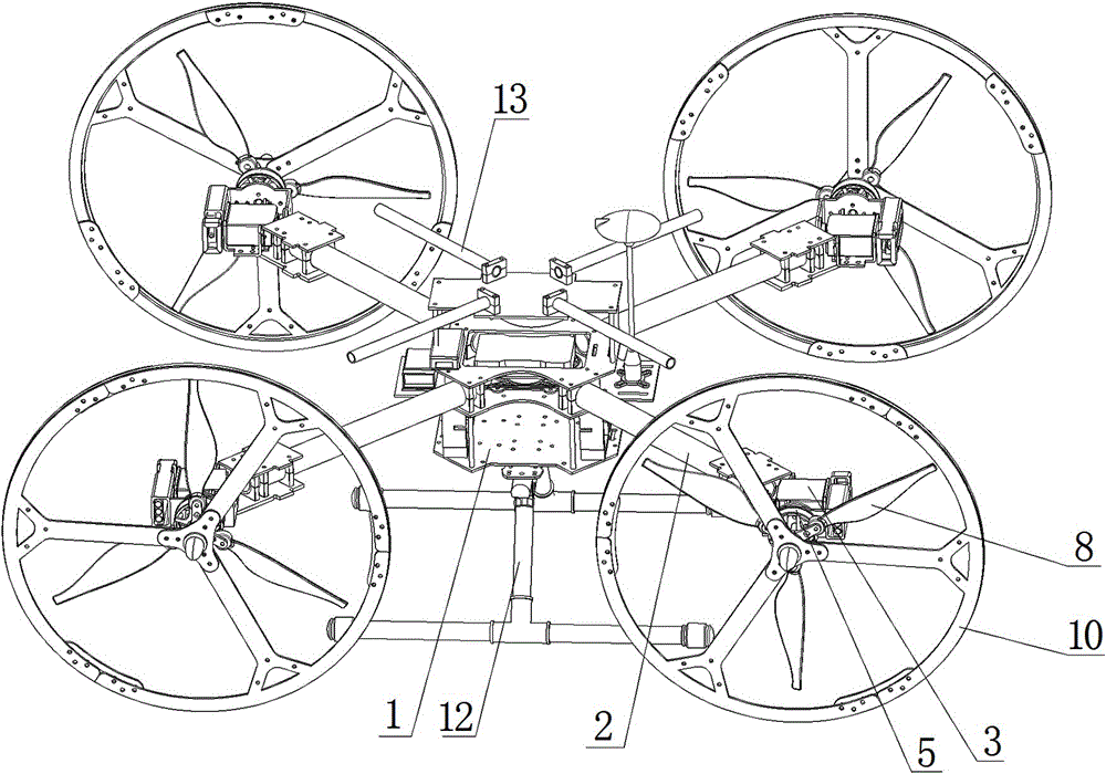 Ground-air amphibious quad-rotor unmanned aerial vehicle