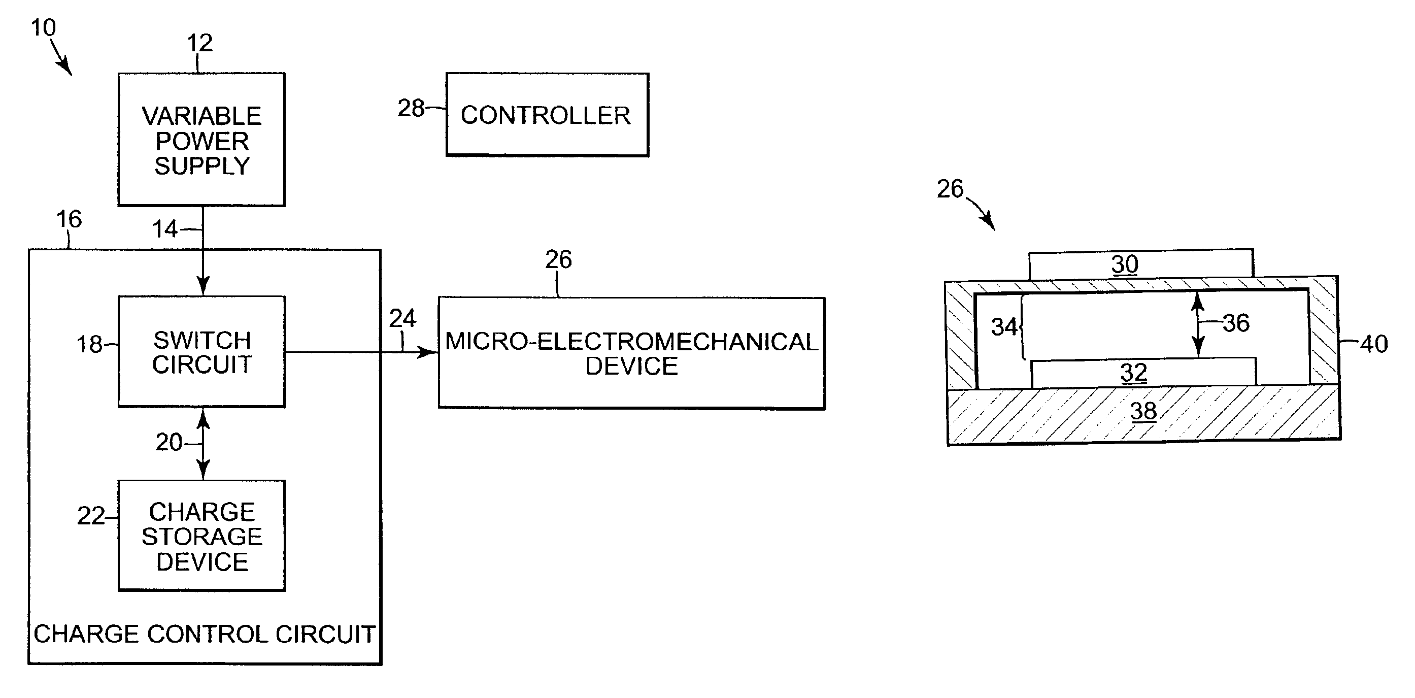 Charge control circuit for a micro-electromechanical device