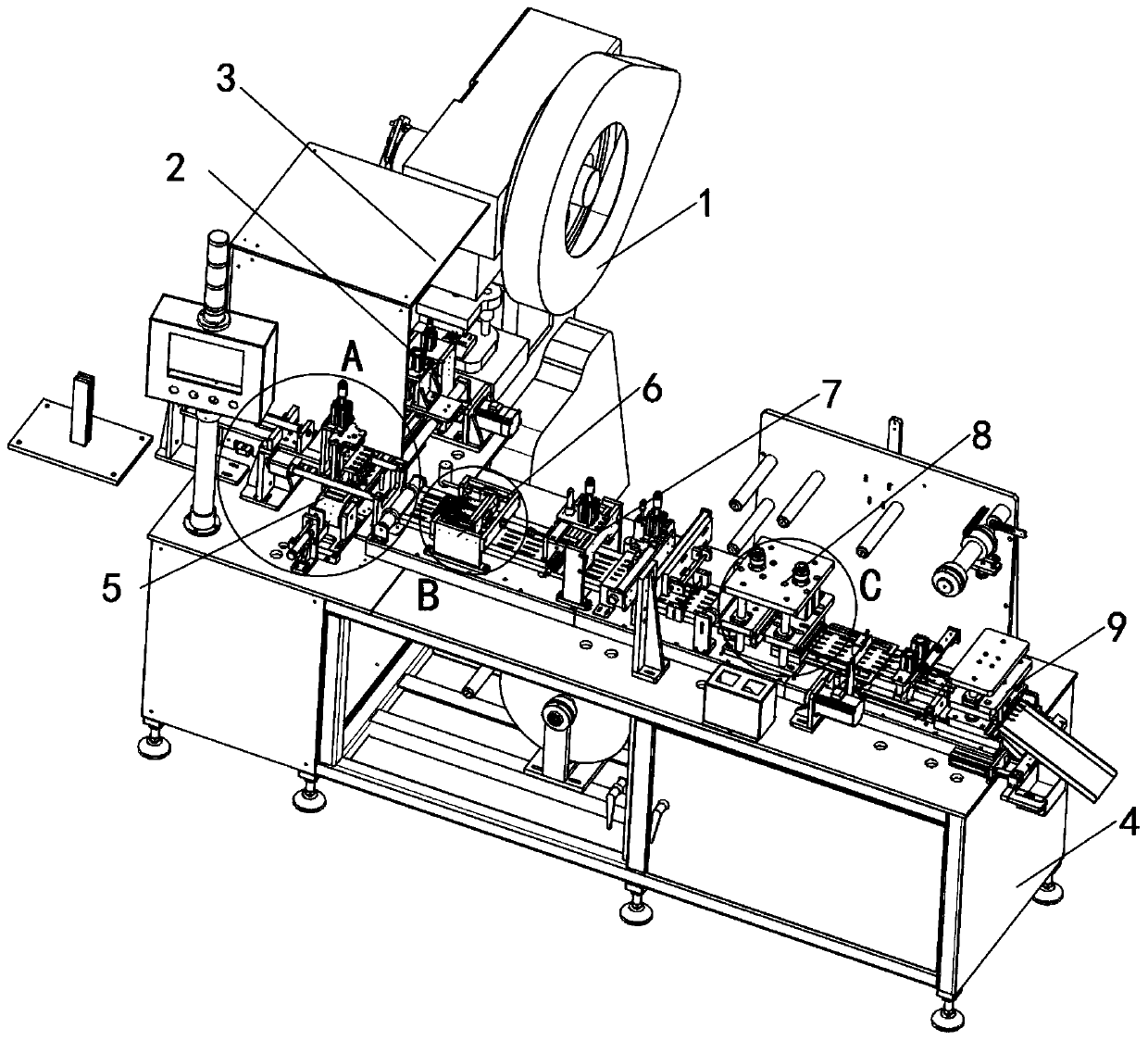 A transporting and processing device for titanium alloy pads inside aviation equipment