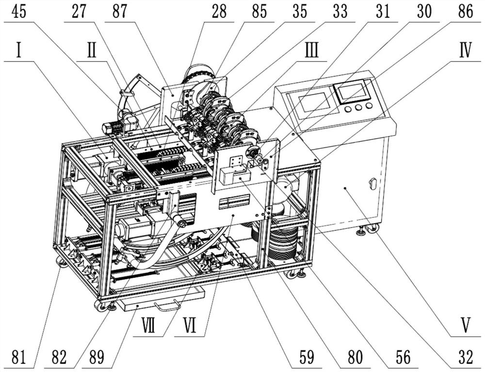 Continuous knotting test bench for multiple groups of knotters