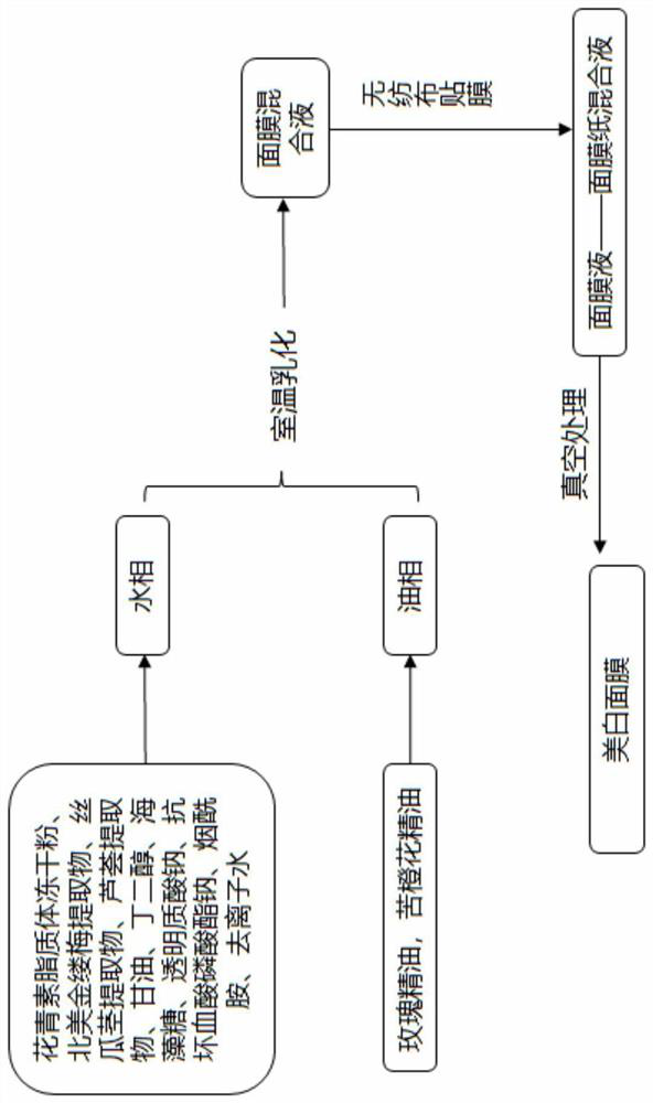 Whitening mask and preparation method thereof