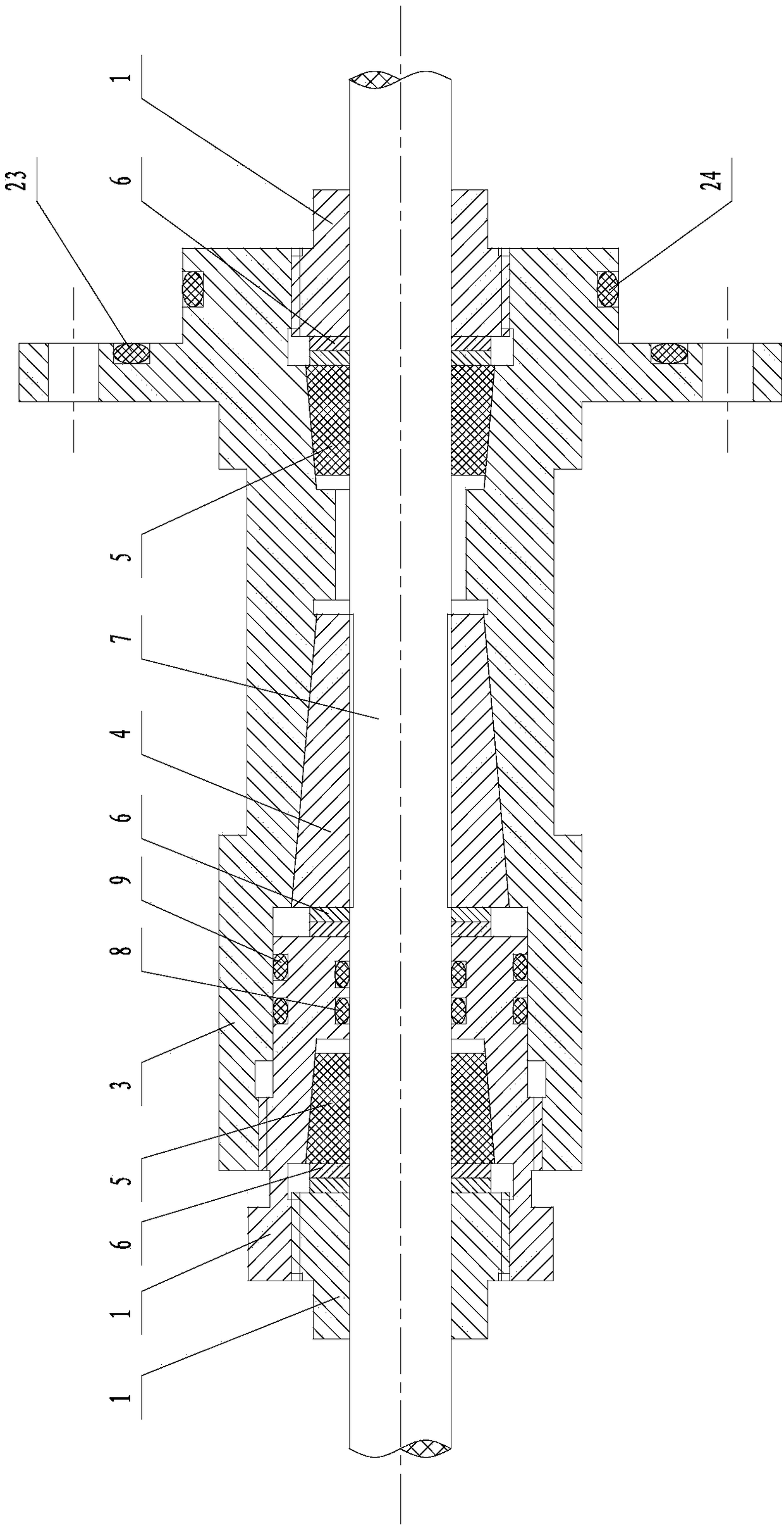 Underwater sealing wall penetrating structure