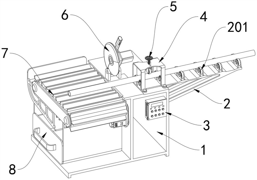 A pipe cutting device that can prevent the cutting parts from falling and automatically collect