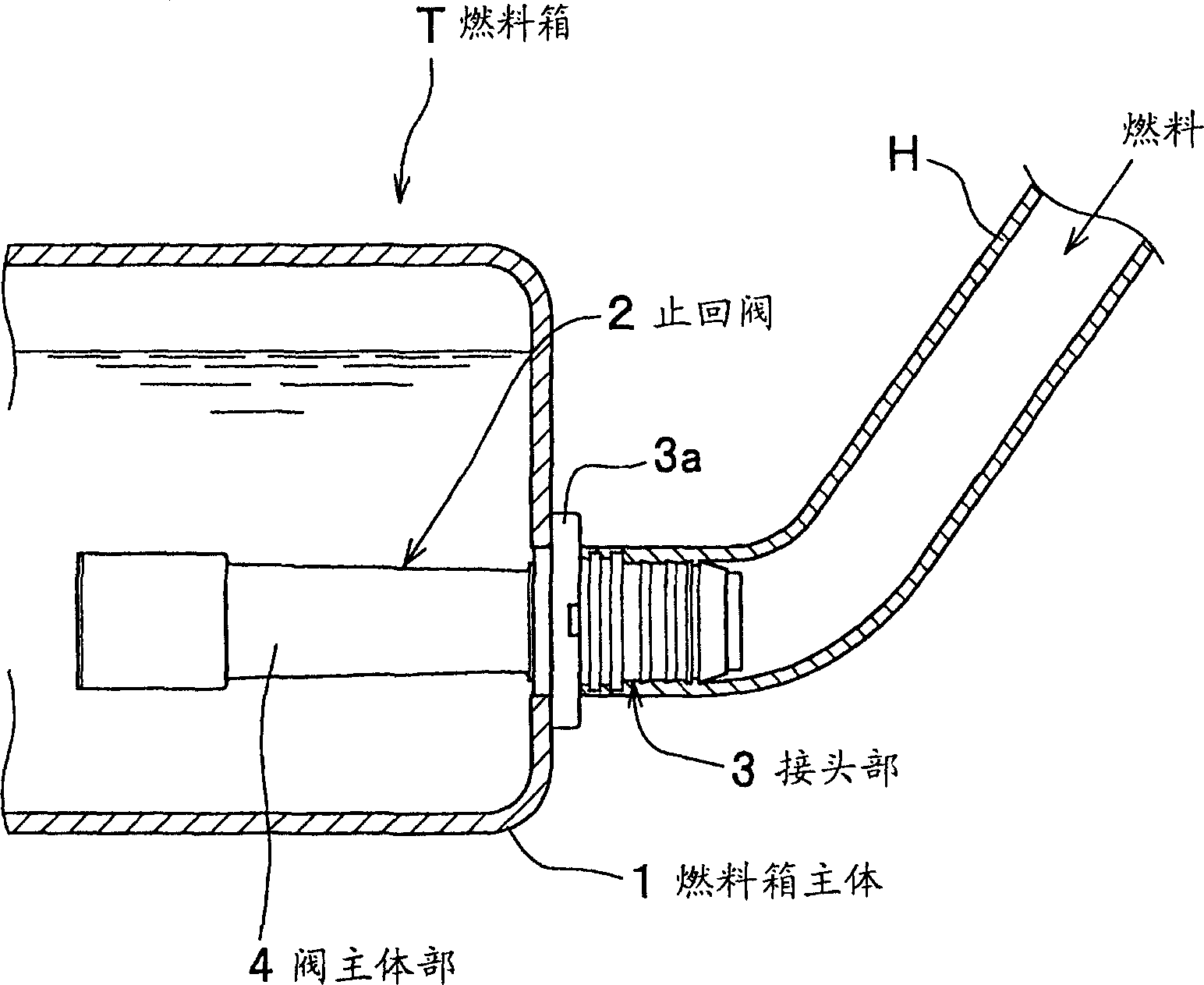 Connecting structure for parts in fuel tank made of resin