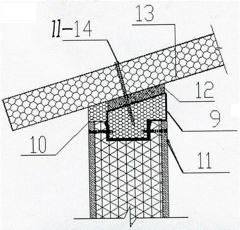 A cold and hot broken bridge structure with sloping roof and wall panels