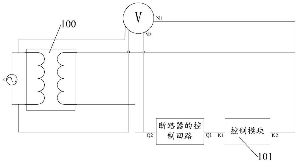 Test circuit, test device and fault test method of AC circuit breaker