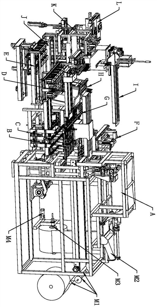 One-mold-time six-action thermal forming in-mold labeling, conveying and boxing production line and operation method