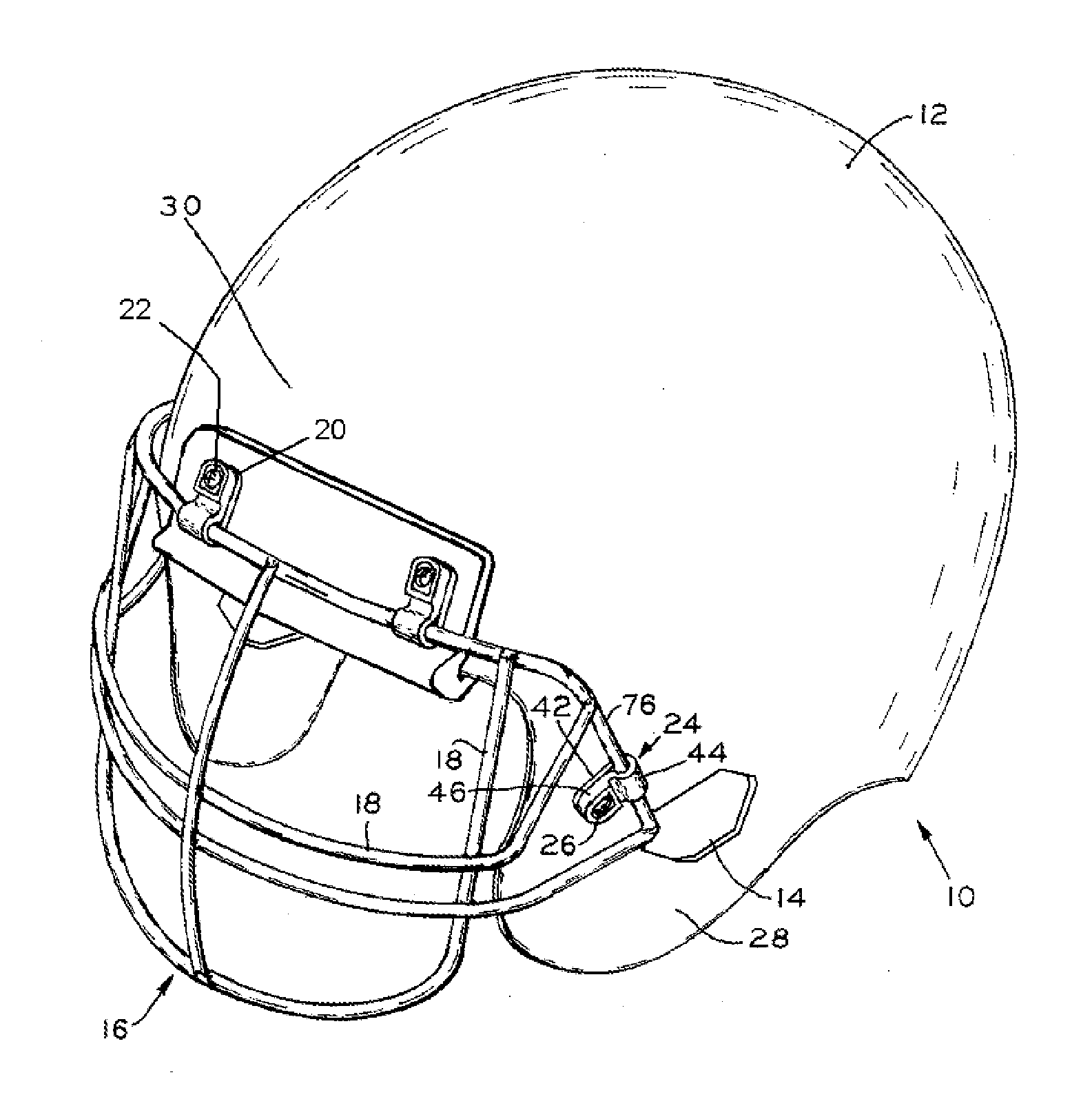 Helmet with partial turn faceguard mounting