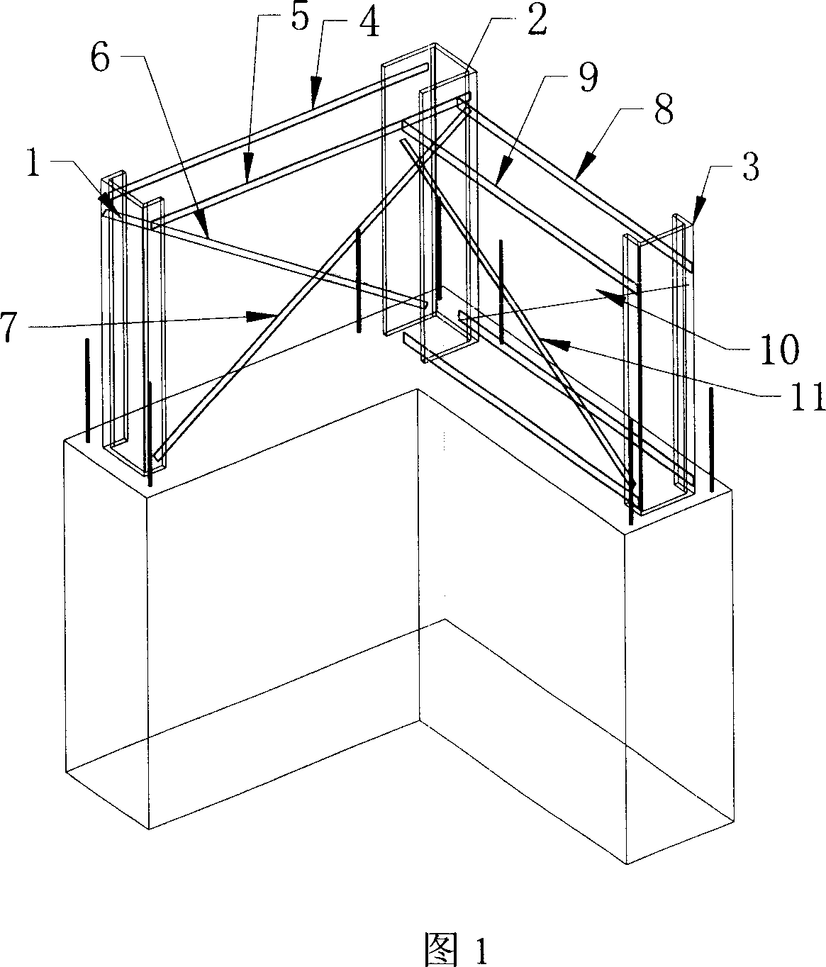 L-shape steel concrete profiled pole with pen-web channel beam framework