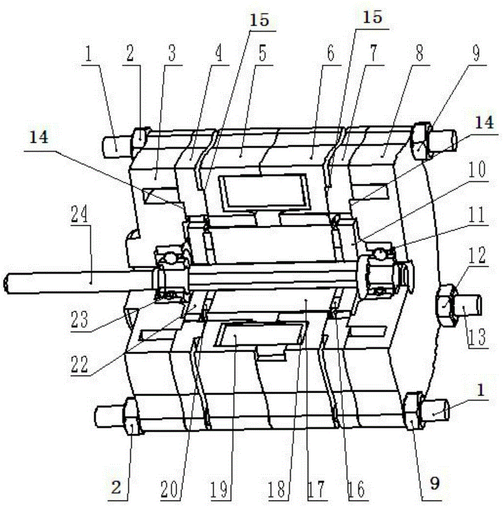 Rotary electromagnet with symmetric magnetic paths